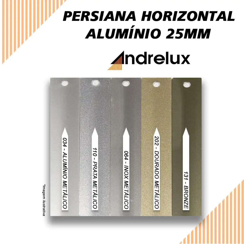 Persiana Horizontal Alumínio 25mm Inox Metálico 1,95x0,95